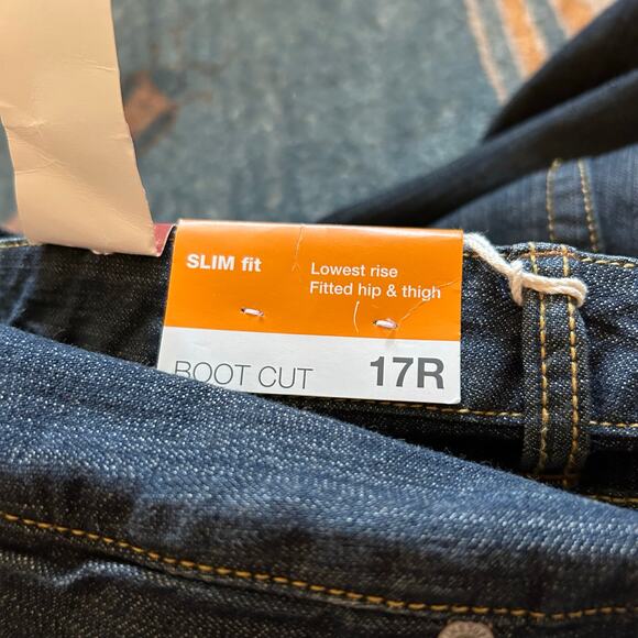 Mossimo Jeans Size 17 Low Rise Bootcut Slim Knee Dark Rinse Denim Stretch 2000s - Picture 5 of 6